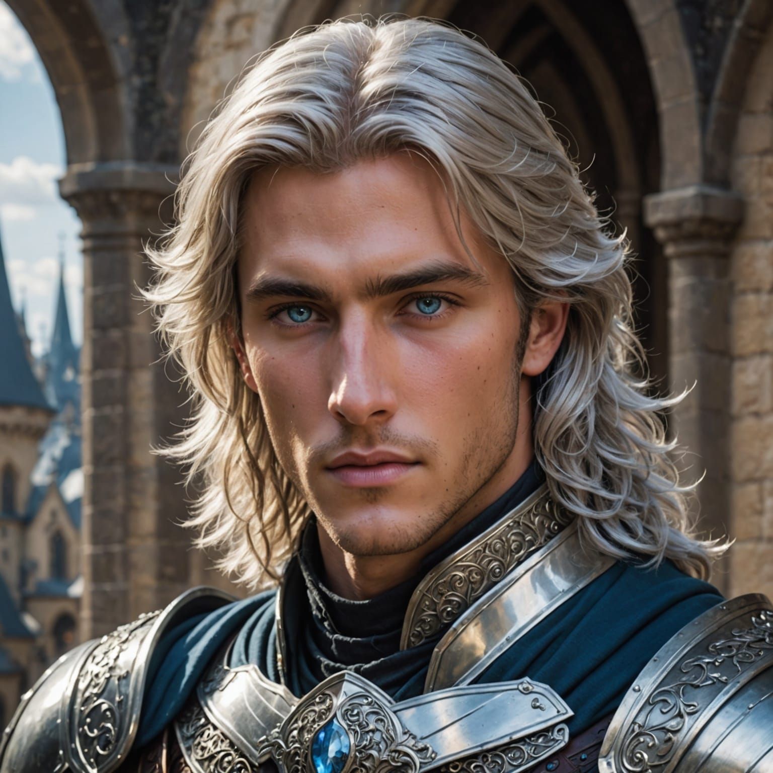 Elegant Young Paladin with Silver Hair