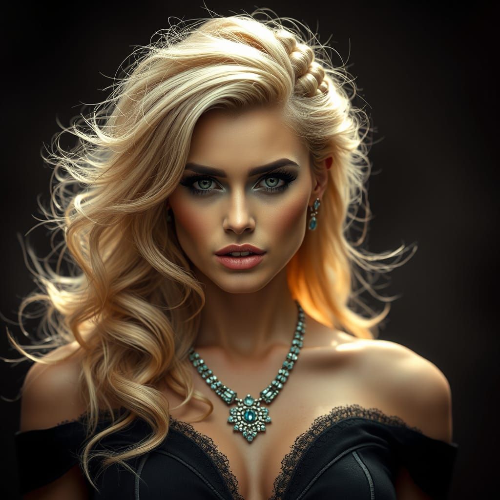 Classic Bombshell Portrait in Realistic Photo Style