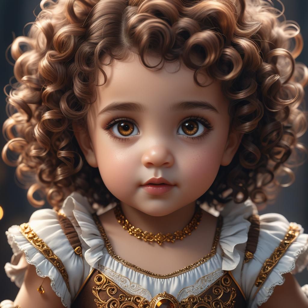 Beautiful Baby Girl Portrait in Detailed Digital Painting