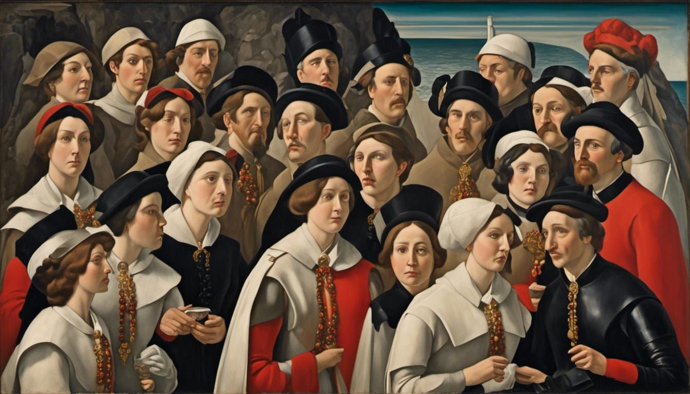 Abstract Cubist Painting with Navigation Elements