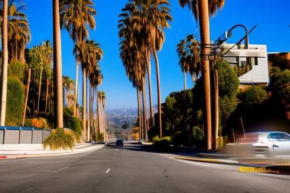 Hollywood Hills Streetscape: Cinematic California Palms