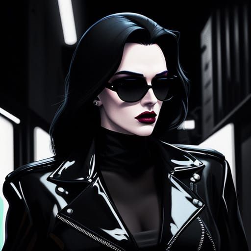 Neon Noir Portrait in 80s Geometric Style