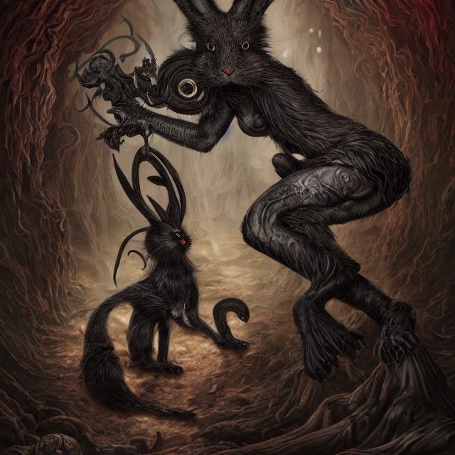 Grotesque Monster Rabbit in Horror Style