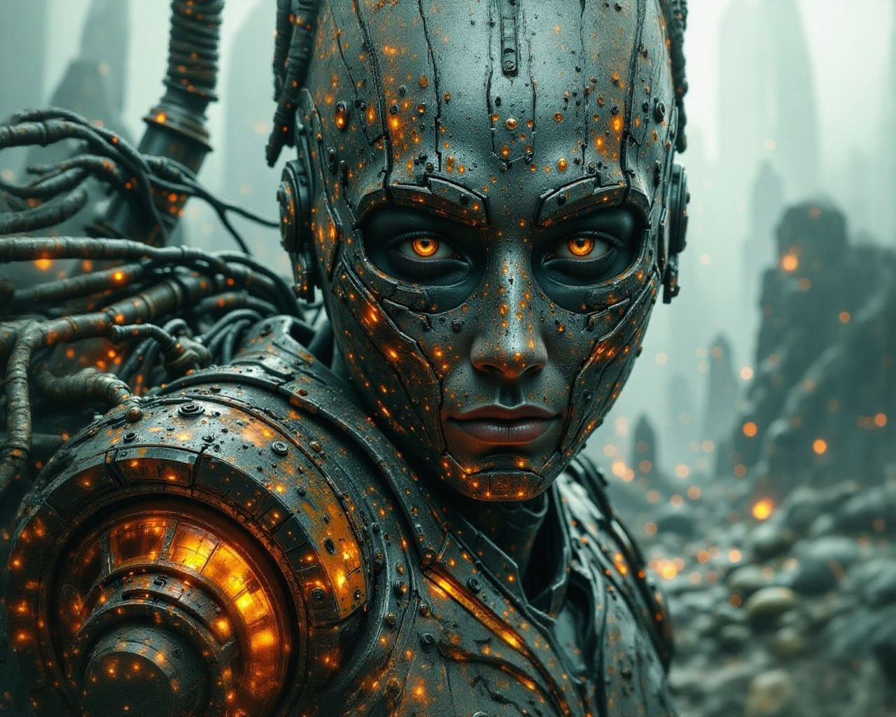 Abstract Hyperrealism in Dark Oil Paint Style