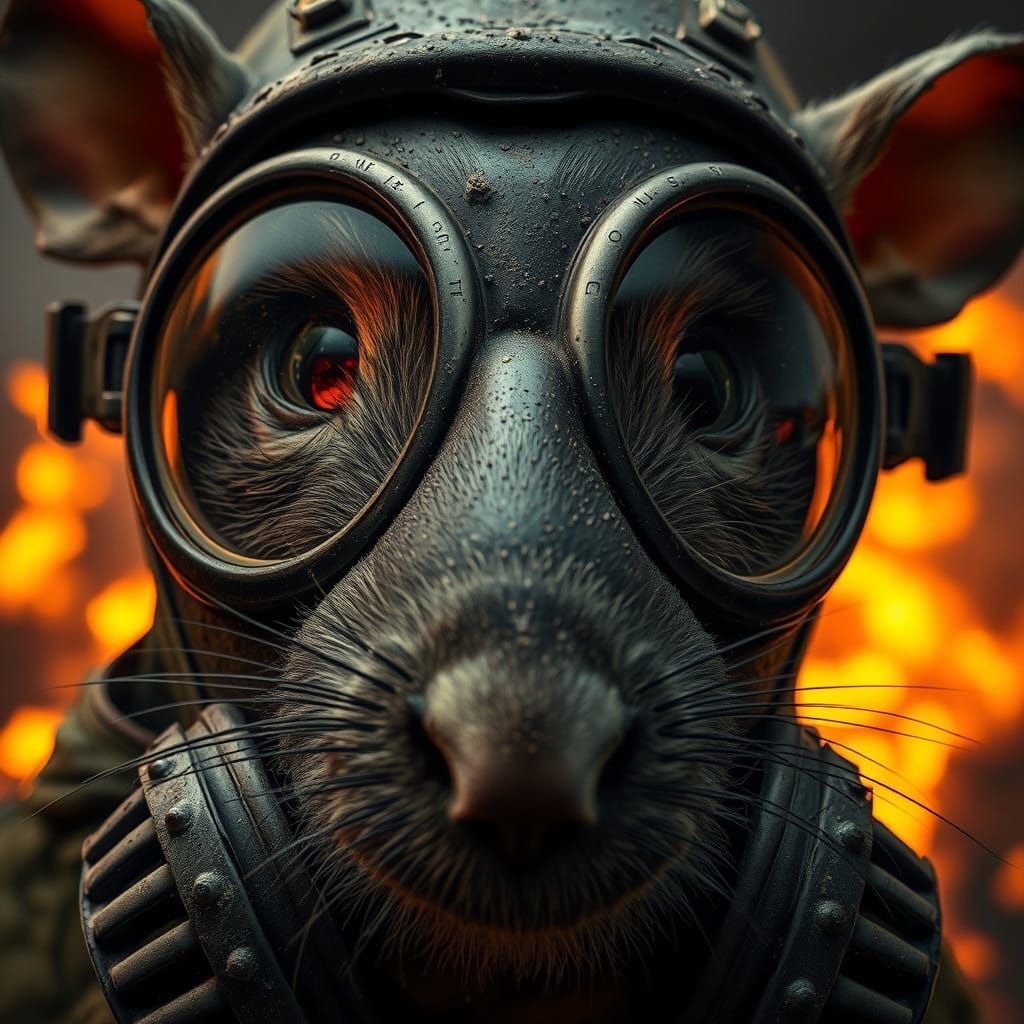 Mouse in Chernobyl Liquidator's Gas Mask, Photorealistic Clo...