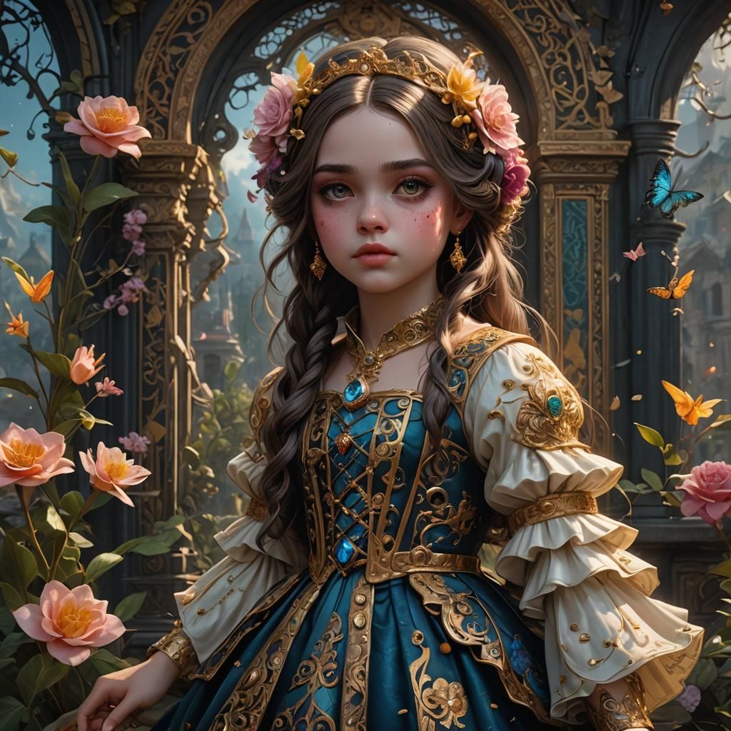 Hyperrealistic Girl Portrait in Detailed Matte Painting