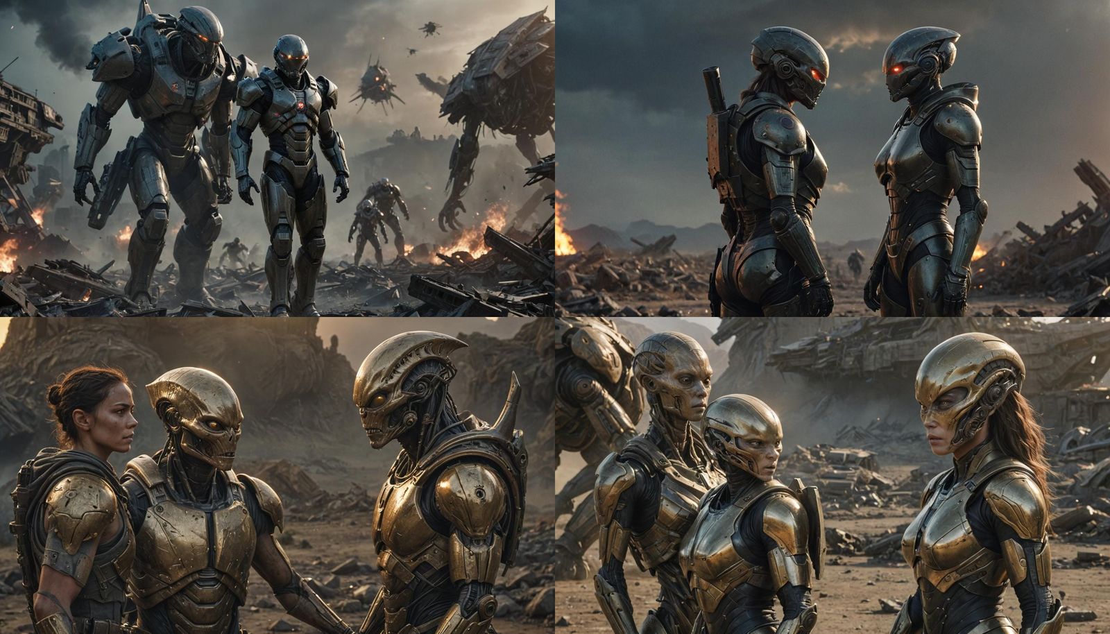 Sci-Fi Battlefield Encounter at Dusk