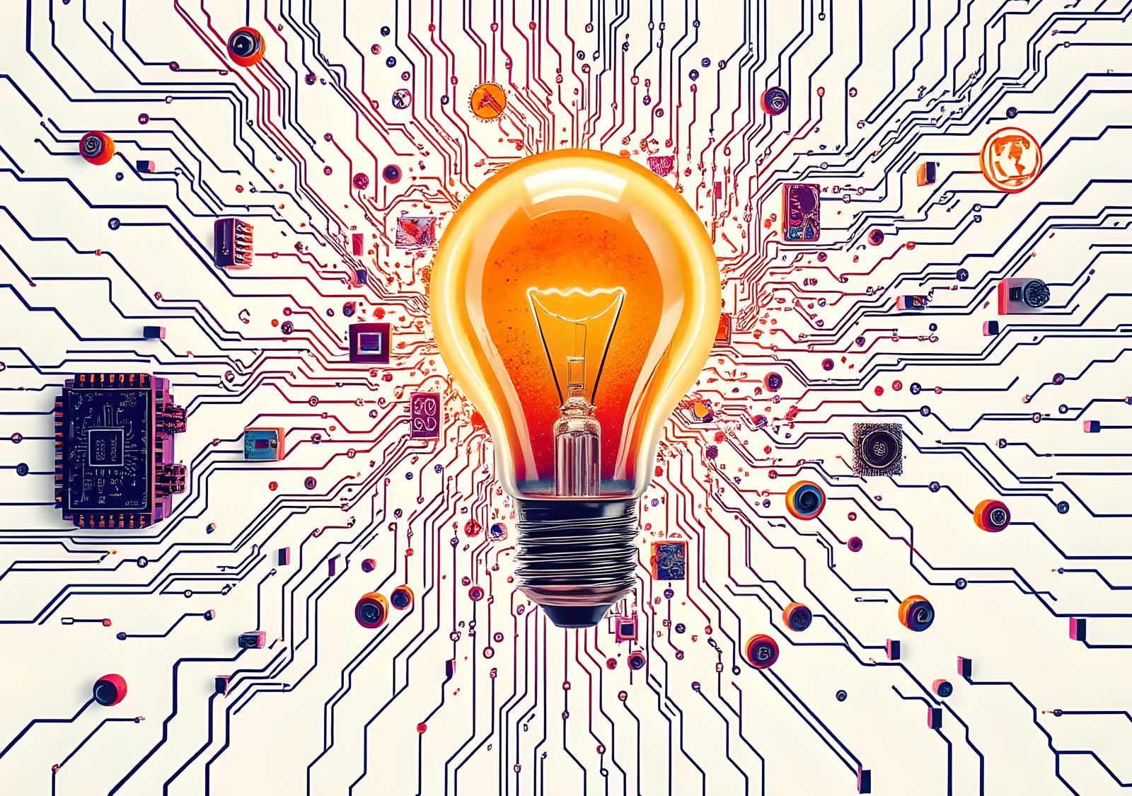 Idea Concept with Technology Icons in Matte Painting