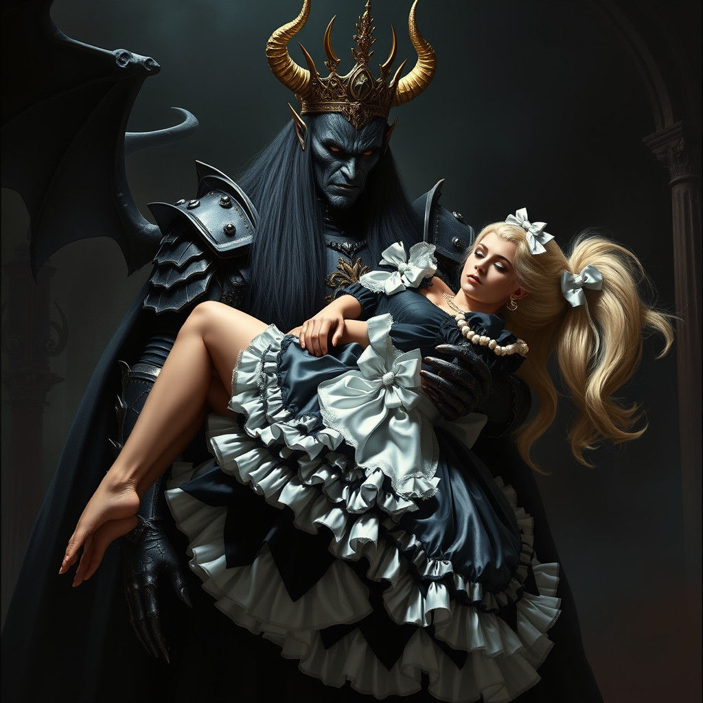 Demon King Captures French Maid in Gothic Setting