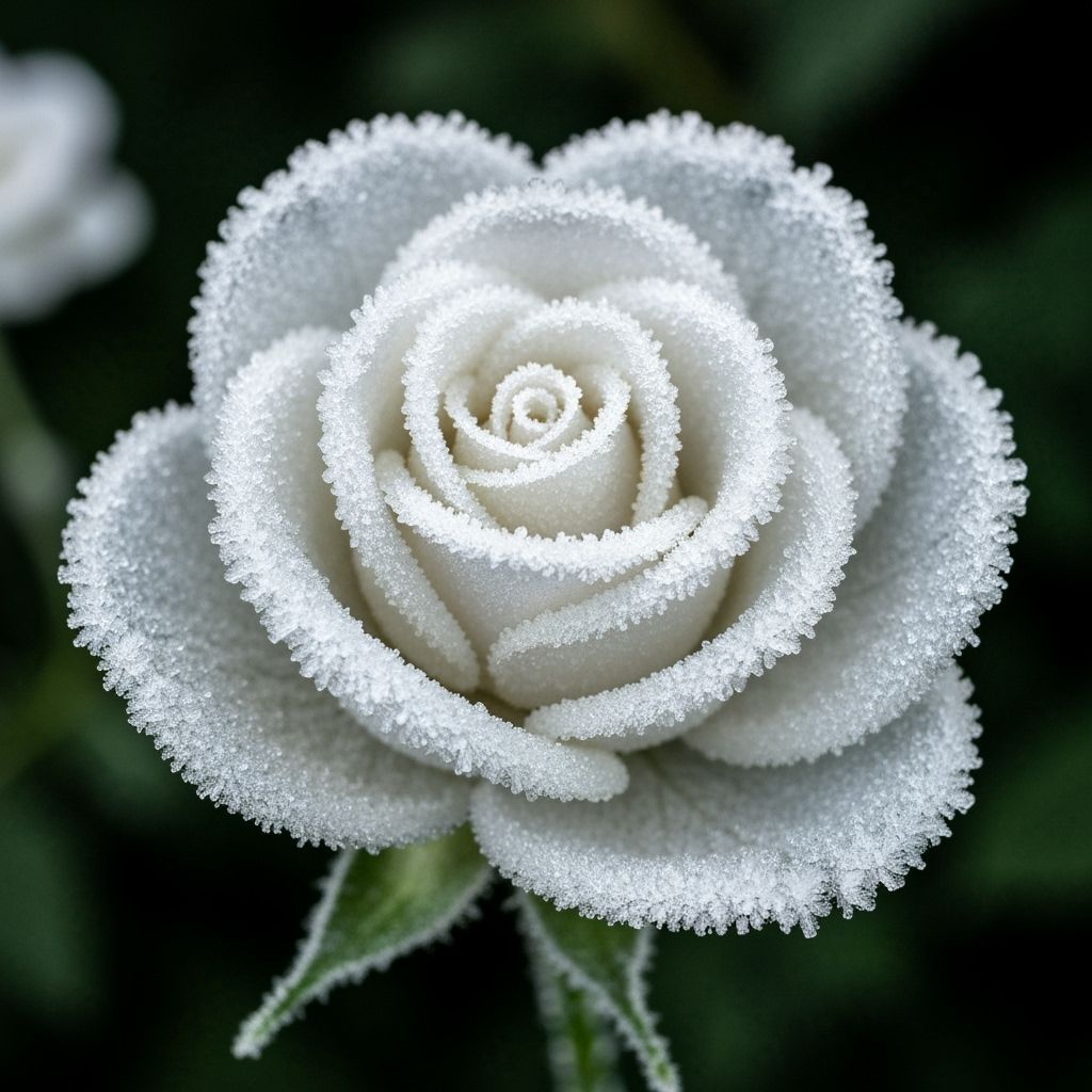 Delicate Frost Rose Crystal Flower