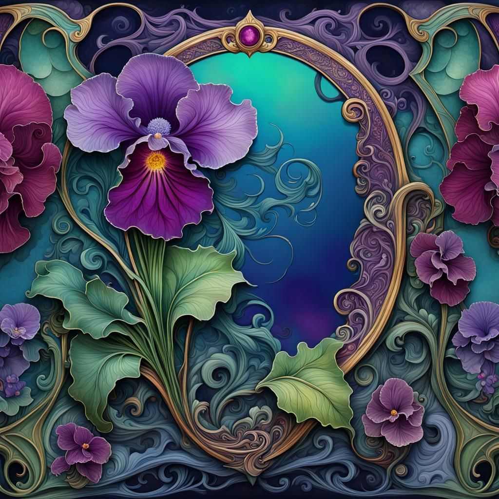 Art Nouveau Angel with Floral Accents