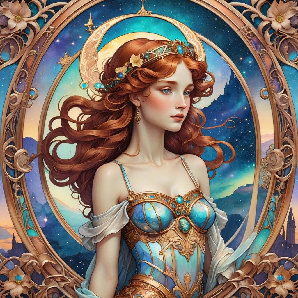 Libra Goddess in Art Nouveau Style