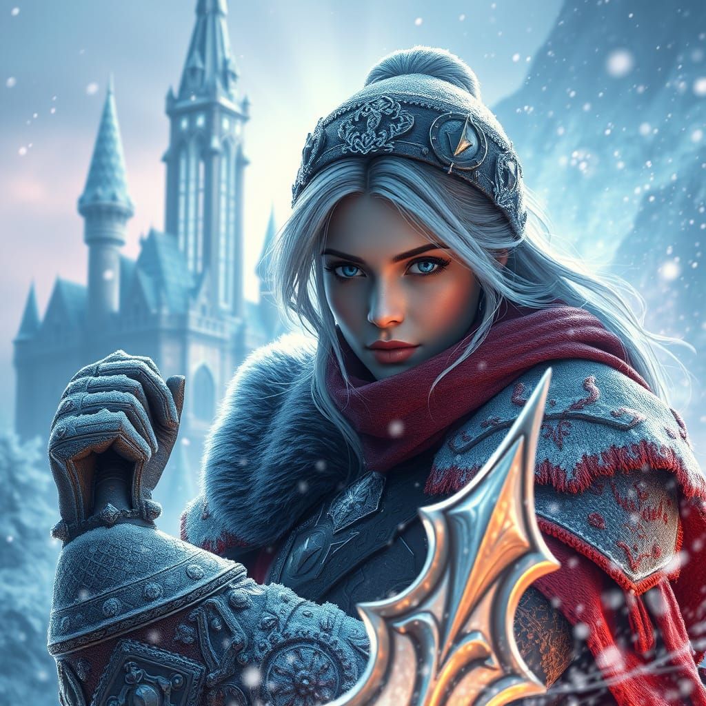 Ethereal Winter Knight Reigns in a Frozen Winter Wonderland