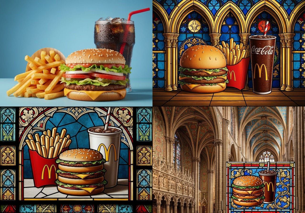 McDonald's Big Mac as Stained Glass Art