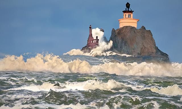 Dramatic Lighthouse Painting in Maxfield Parrish Style