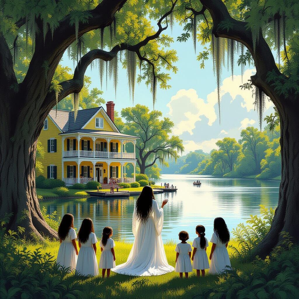 Mystical Bayou Scene with Voodoo Queen: Ethereal Art