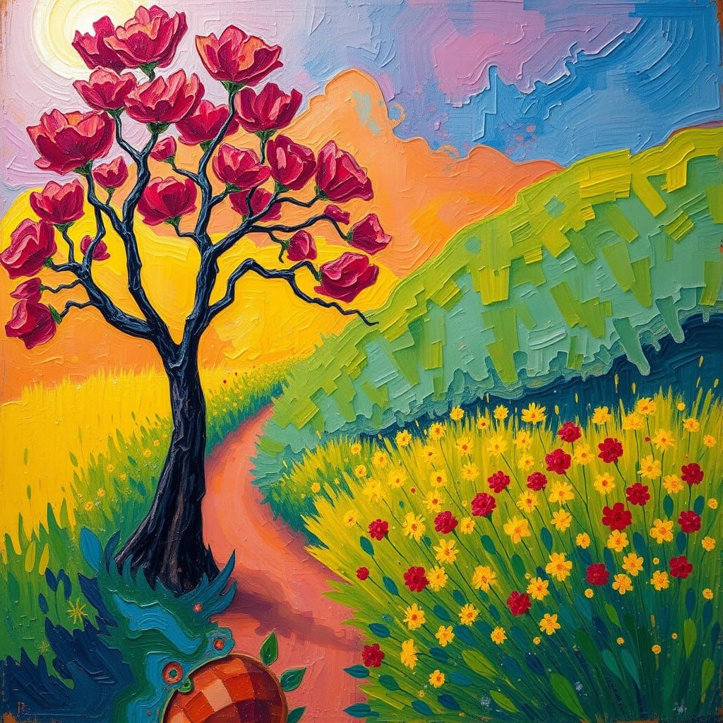 Epic Neo-Impressionist Masterpiece in Textured, Impasto Styl...