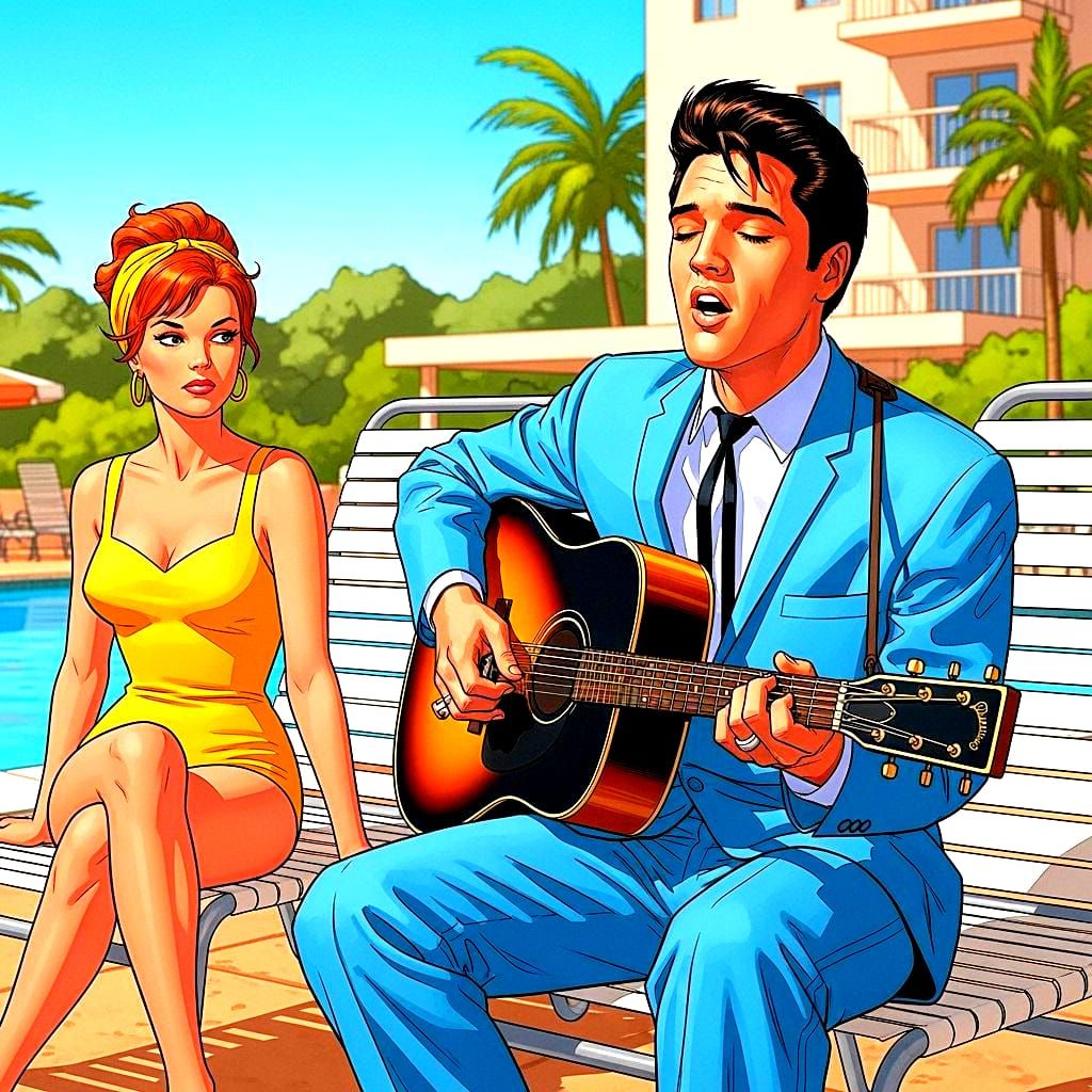 Elvis Croons to Ann-Margret in Comic Art