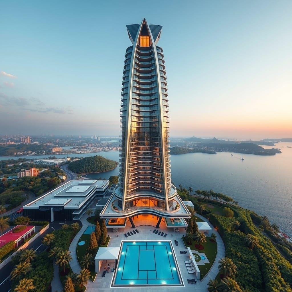 Futuristic Residential Tower with Parametric Elevation and I...