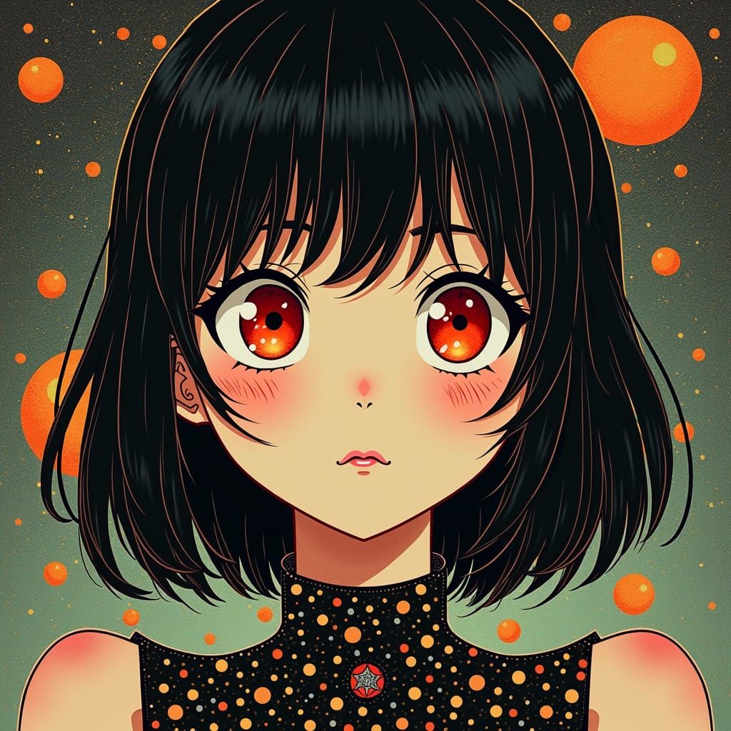 Glitchcore Android Girl in Anime Style