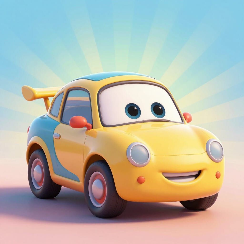 Whimsical Pixar Style Car for Children