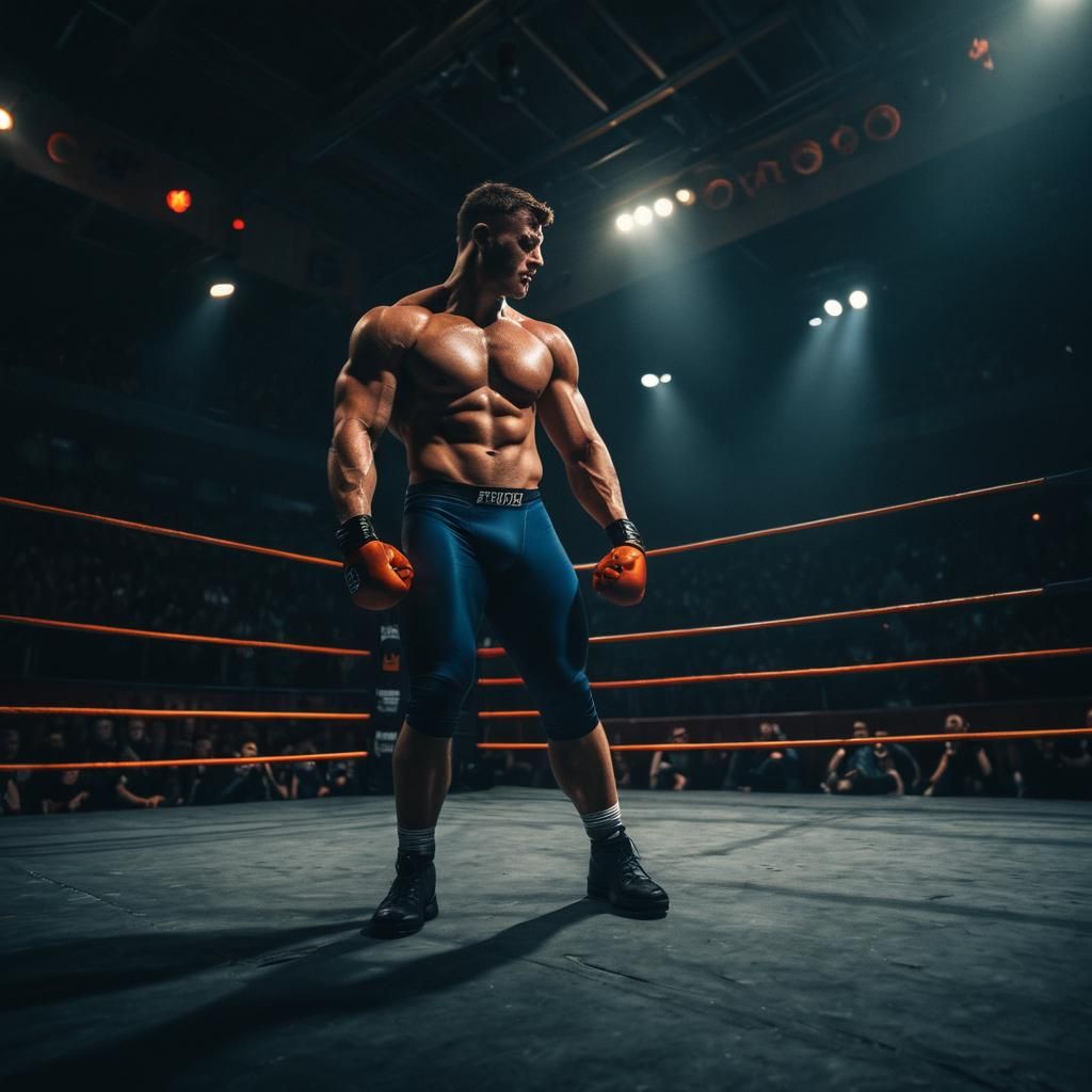 Cinematic Pro Wrestler in Arena Film Still