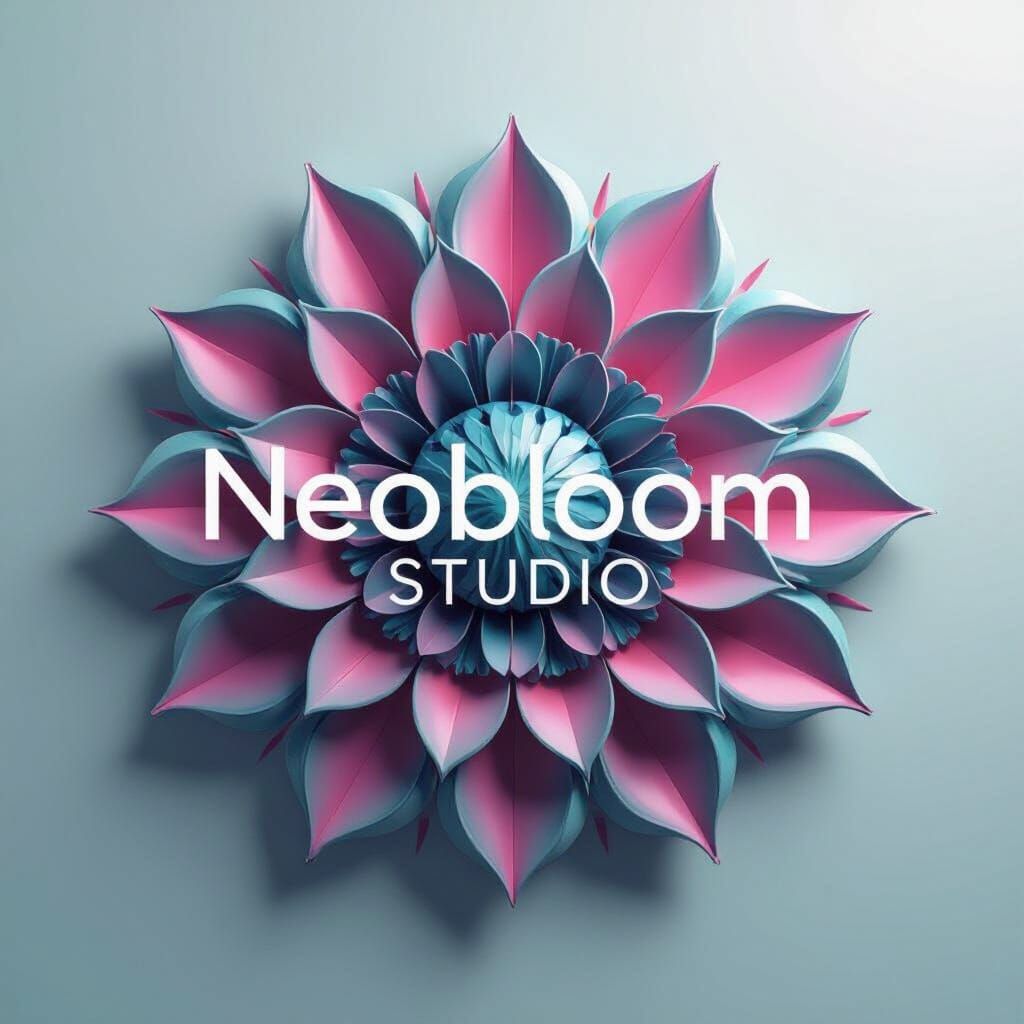NeoBloom Studio Logo: Futuristic Floral-Tech Bloom