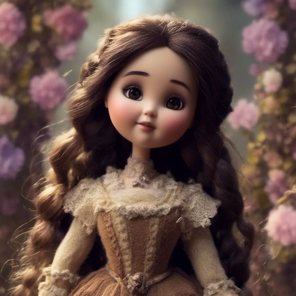 Cute Victorian Porcelain Doll in 3D Digital Art