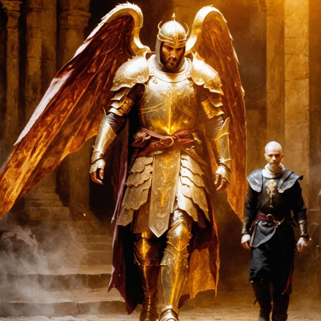 Persian Knight with Lucifer's Features in Dark Fantasy Style