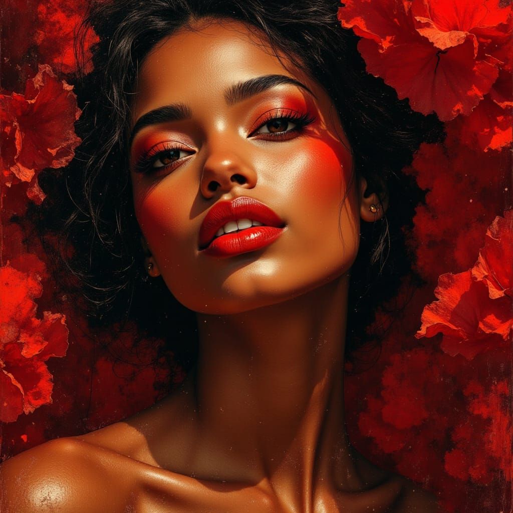 African Goddess Portrait in Luminous Oil Painting Style