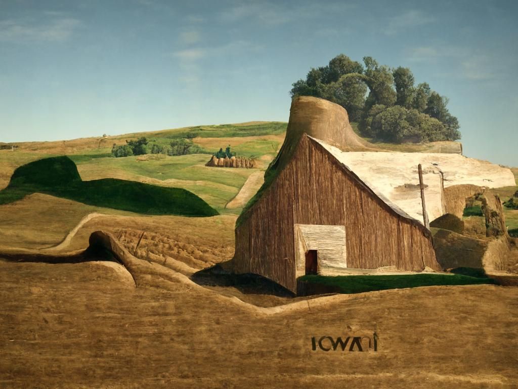 Iowa Landscape Painting in Regionalist Style