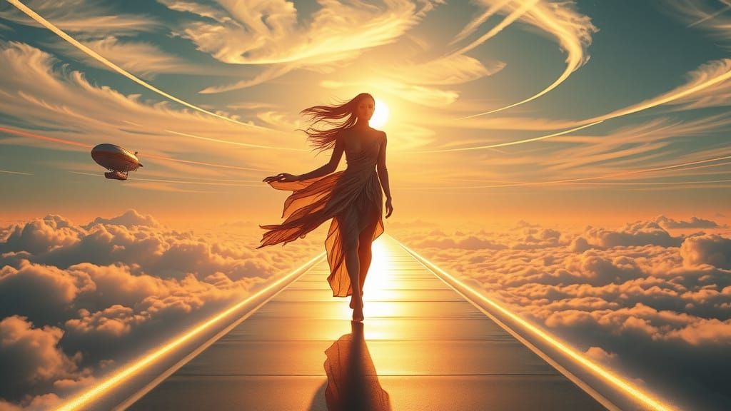 Surreal Dreamscape Fashion Scene in Futuristic Style