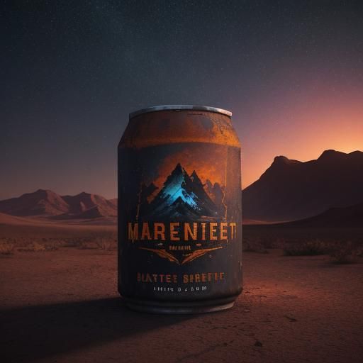Rusted Can in Desert Night Sky: Detailed Matte Painting