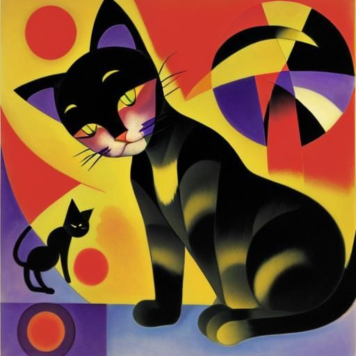 Fluorescent Cat in Expressionist Style