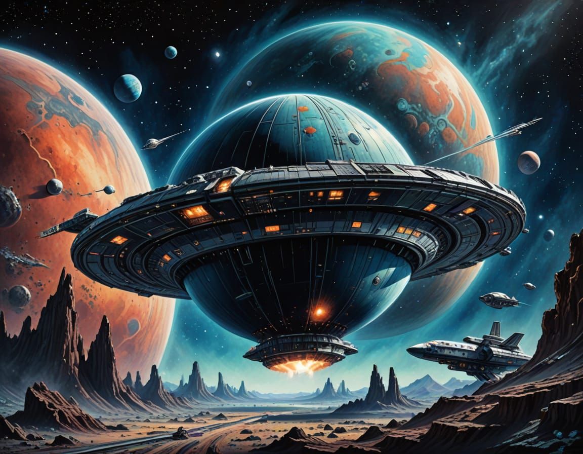 Cosmic Odyssey in Vintage Manga Style