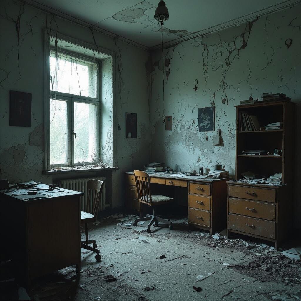 Eerie Abandoned Dorm Room Inspired by Dark Surrealism