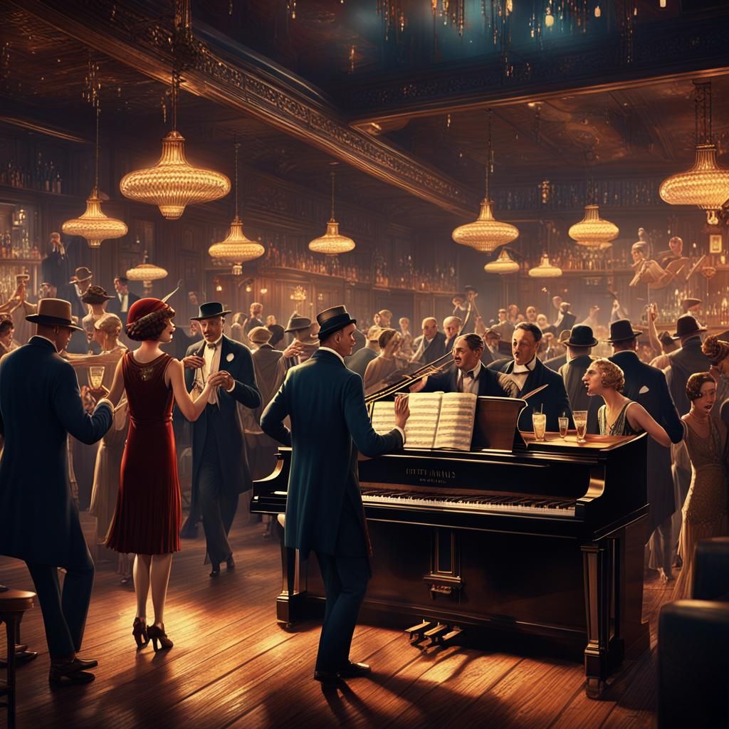 1920s Speakeasy Scene in Detailed Matte Painting