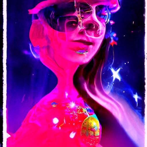 Astral Birthday Girl Illustration in Mixed Media