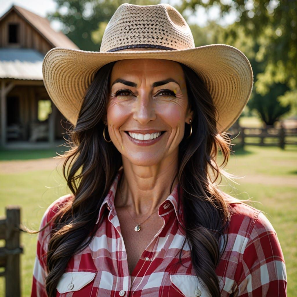 Portrait of a Stunning Woman in a Barnyard