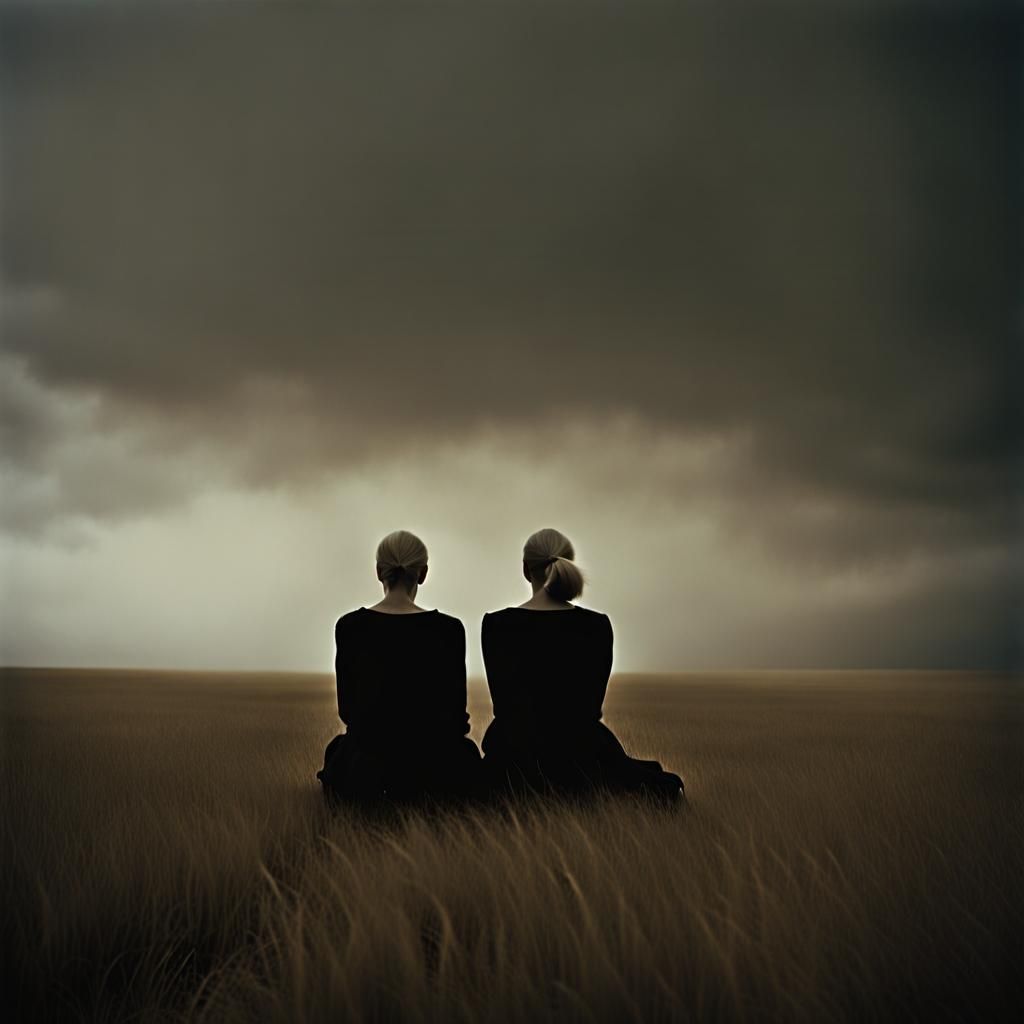 Surreal Female Couple in Dreamlike Landscape