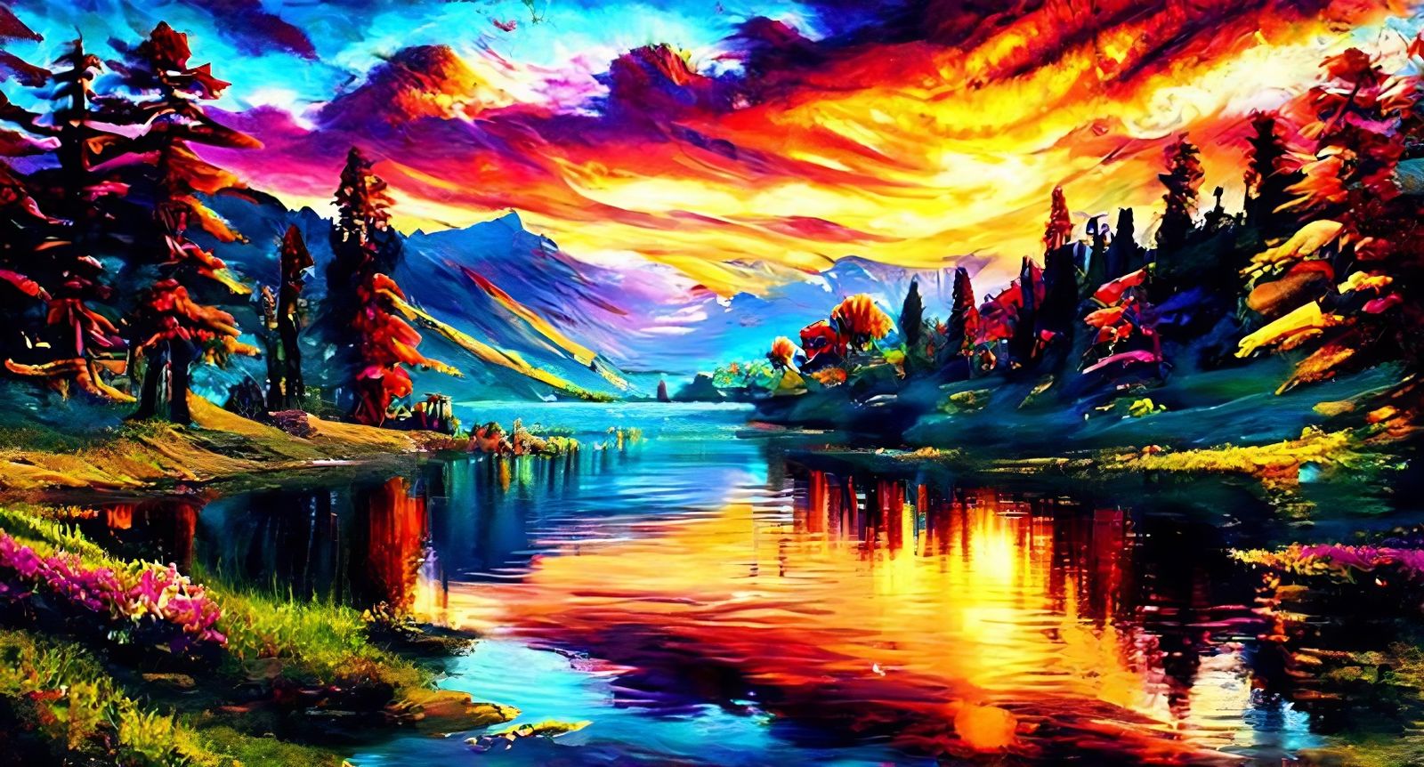 Ethereal Fantasy Landscape in Impasto Oil Style