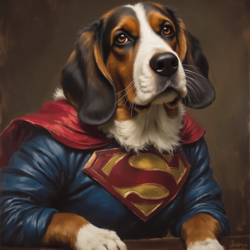 Bassett Hound Soars as a Superhero