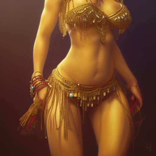 Oriental Belly Dancer Portrait in Hyperdetailed Style