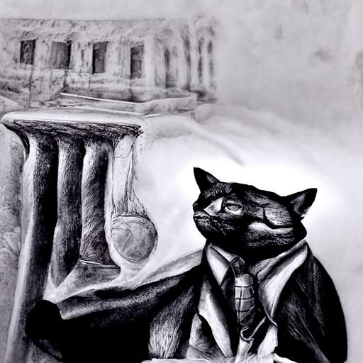 Hyperdetailed Charcoal Drawing of a Lawyer Cat