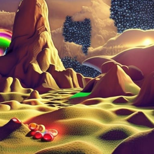 Surreal Fantasy Landscape in 3D Game Style