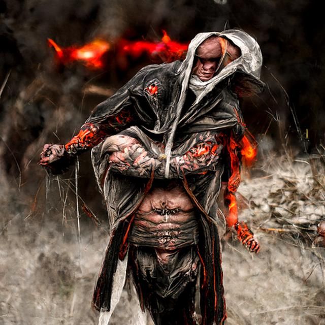 The Ravager: Hooded Monk of Pain in Digital Illustration
