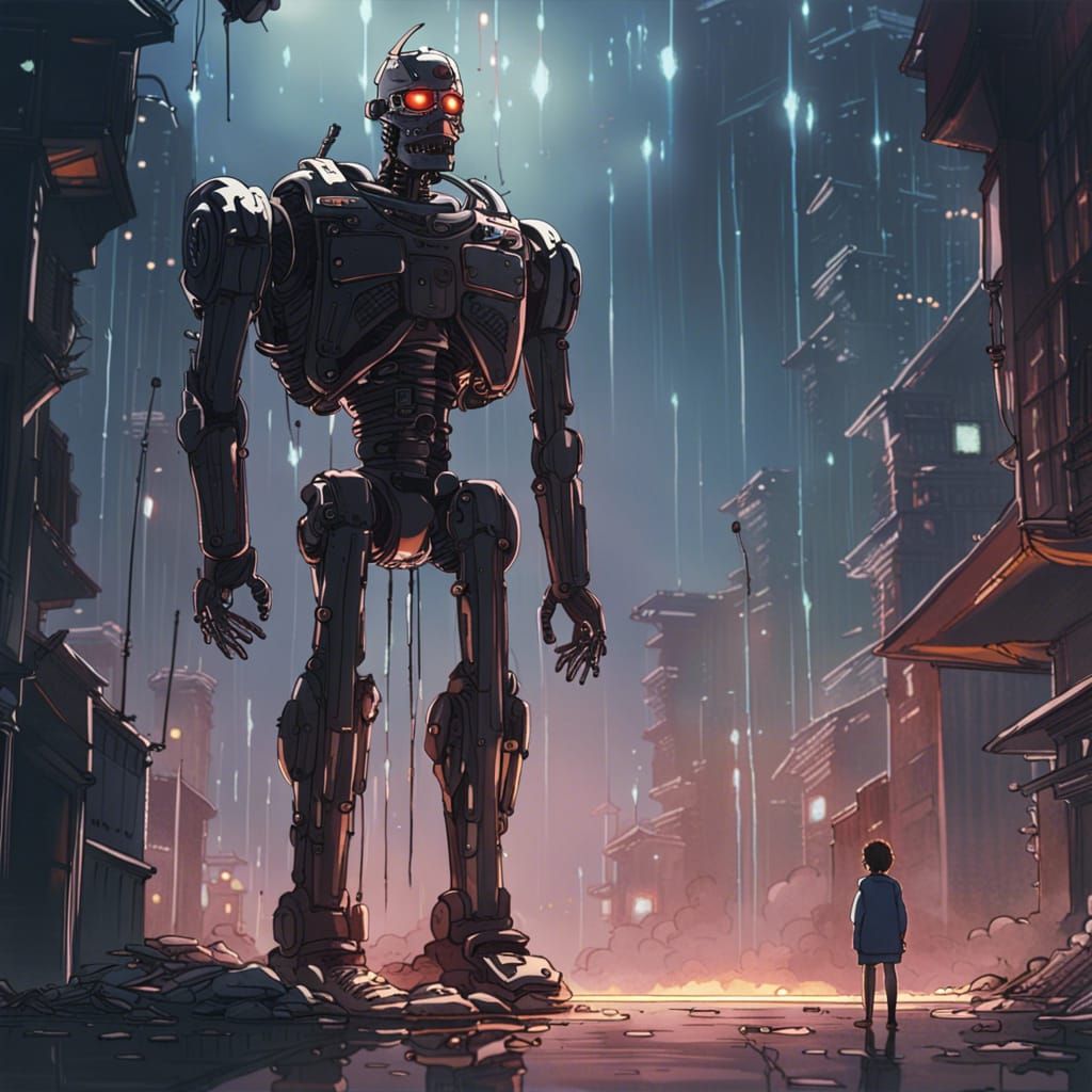 T-800 in Studio Ghibli Anime Style