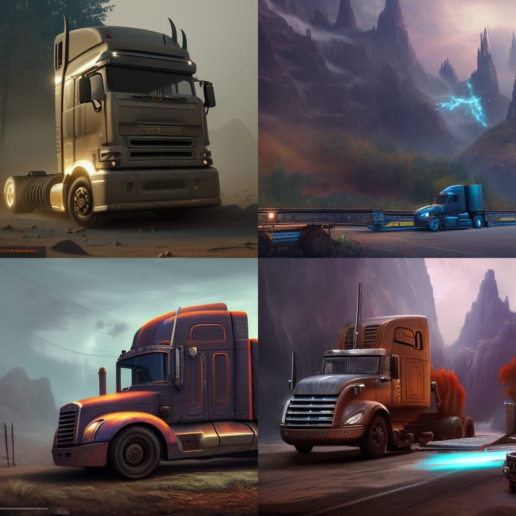 Detailed Truck Matte Painting in Fantasy Style
