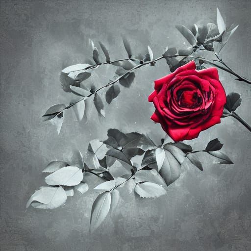 Classic Anime Red Roses in Monochromatic Garden