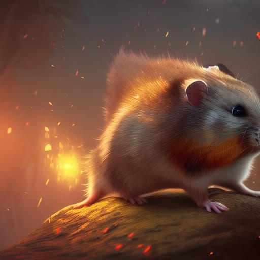 Detailed Hamster Matte Painting in Deep Color